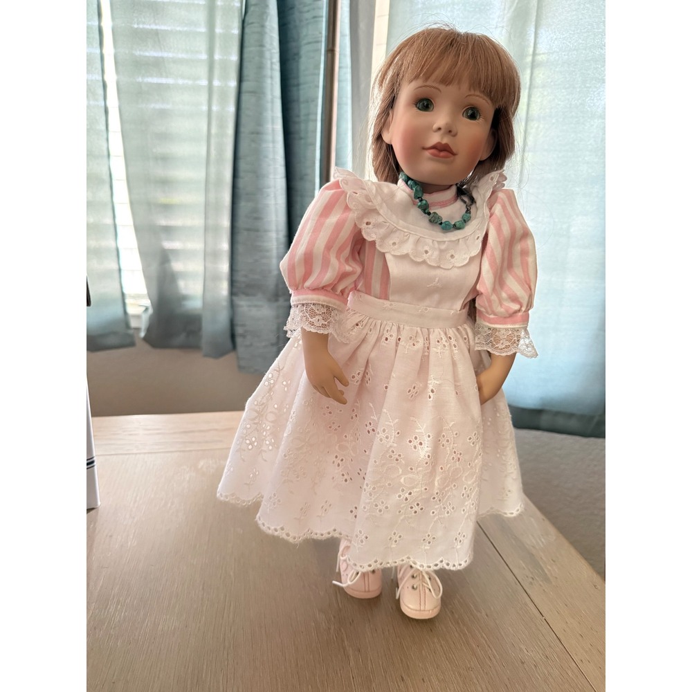 Vintage Maryann Oldenburg creative Co Porcelain Doll 18" Green Eyes